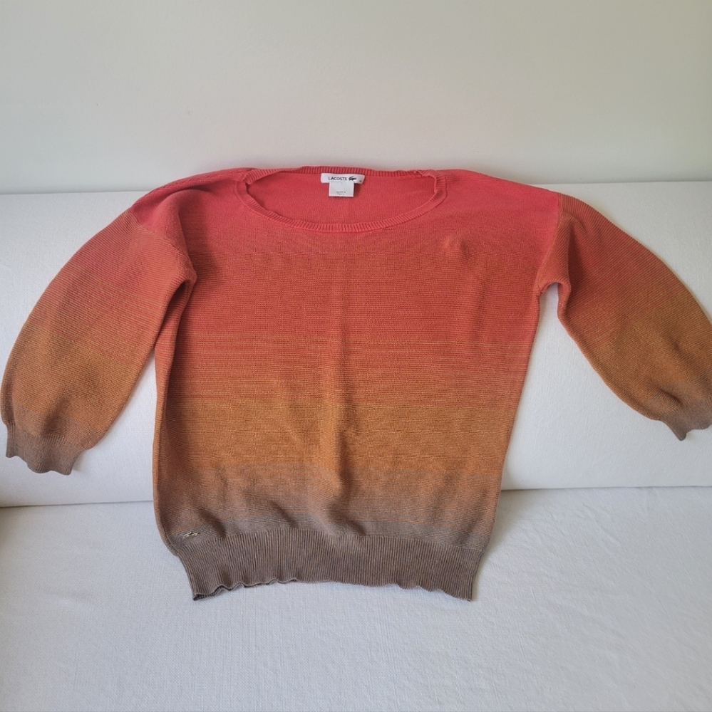 Lacoste Coral and Brown Gradient Sweater